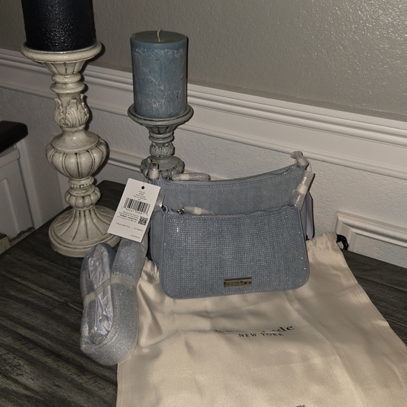 Kate Spade Glittery Light Blue Denim Duet Crossbody Bag. - Picture 1 of 4